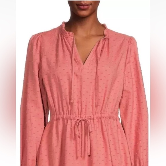 NWT Time and Tru Women's Long Sleeve Peasant Dress, Pink Camellia, Large 8-10 - Picture 2 of 14